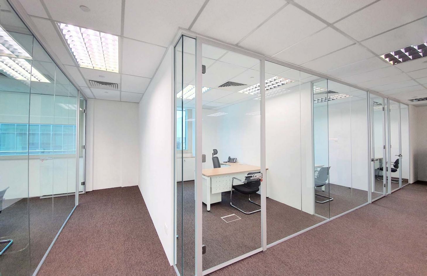 Single Glazed Acoustic Partition with Frameless Door