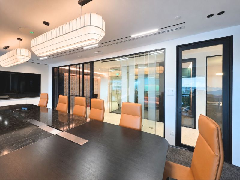 Integrated Blinds Within Double Glazed Meeting Room Partition