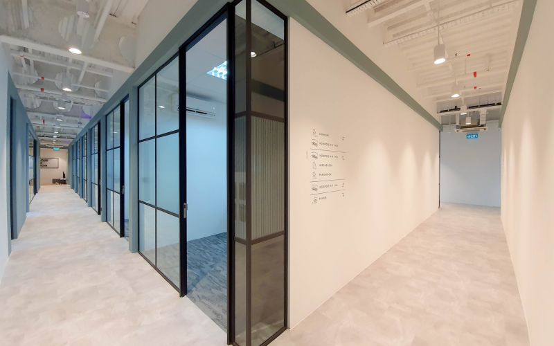 ISP - Coworking Space Corridor with Transom Glass Partition