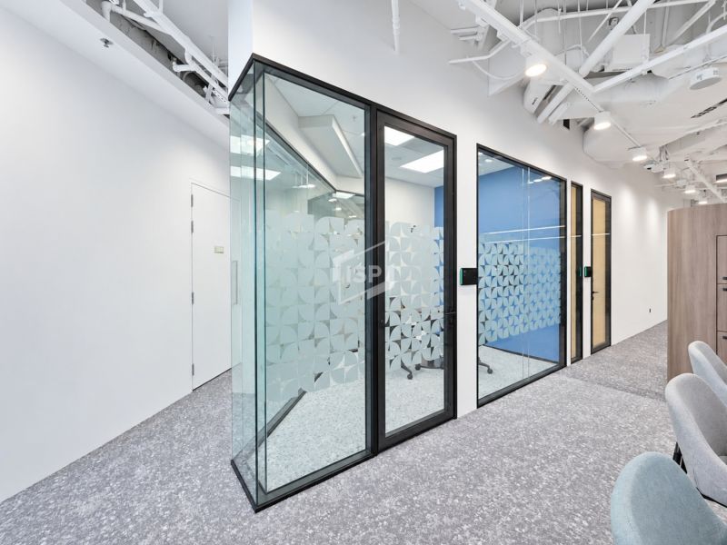 Angular Glass Meeting Room