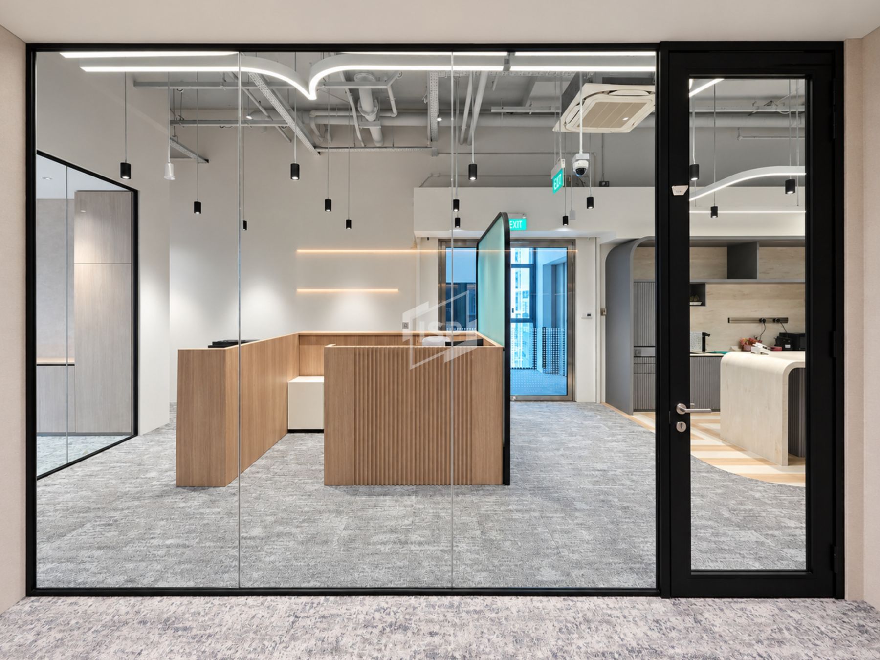 Full Height Glass Office Partition in Black Finish | ISP