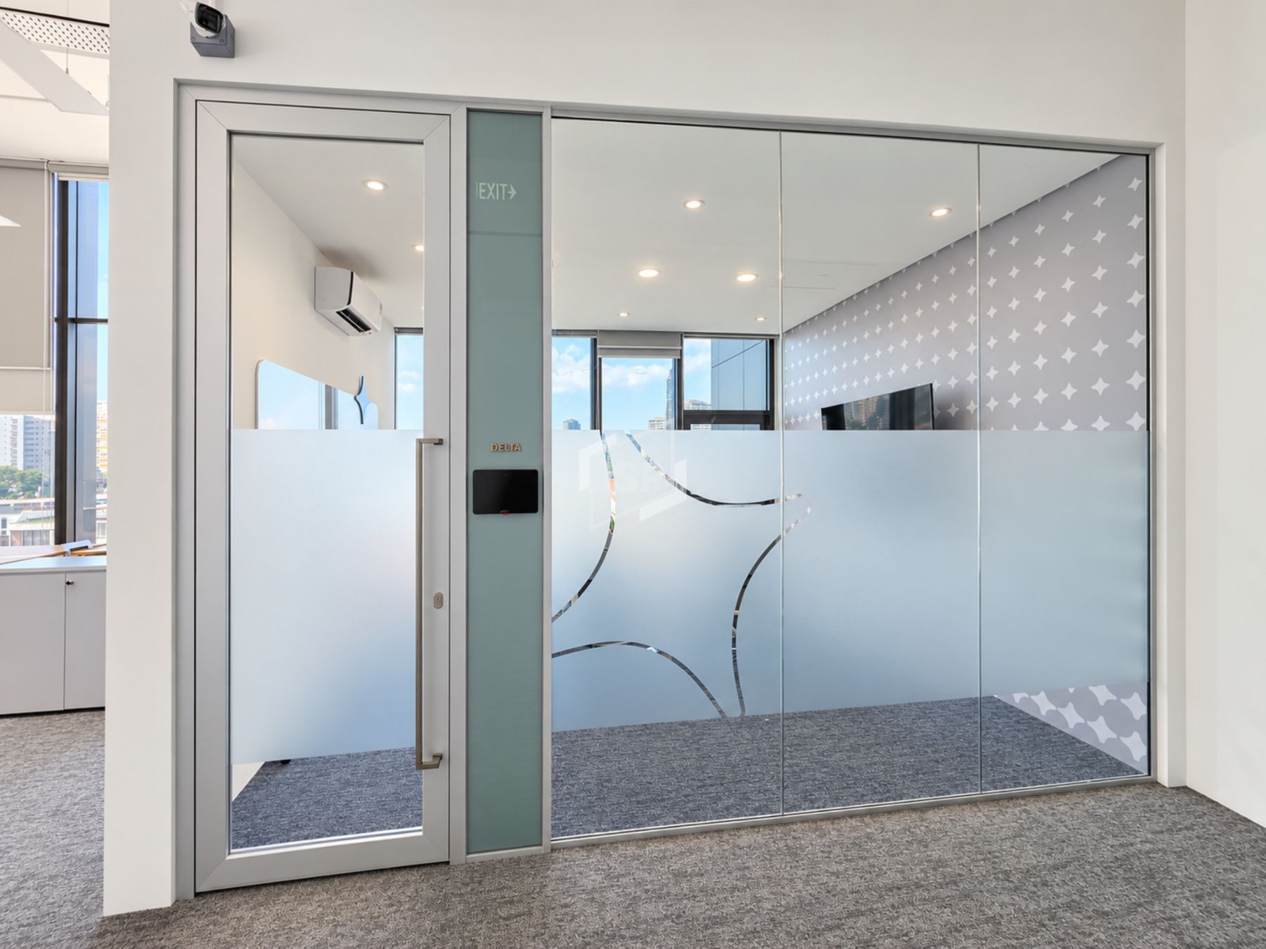 Meeting Room Glass Partition with Frosted Privacy Film | ISP