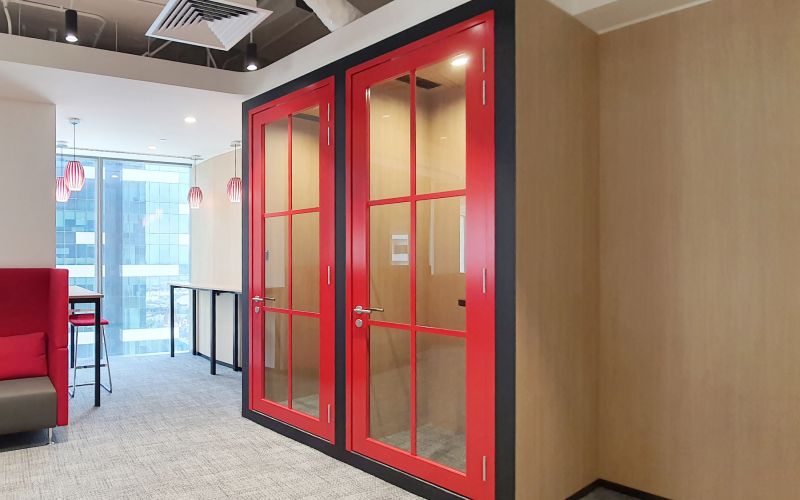 Create Office Phone Booths with Acoustic Glass Doors