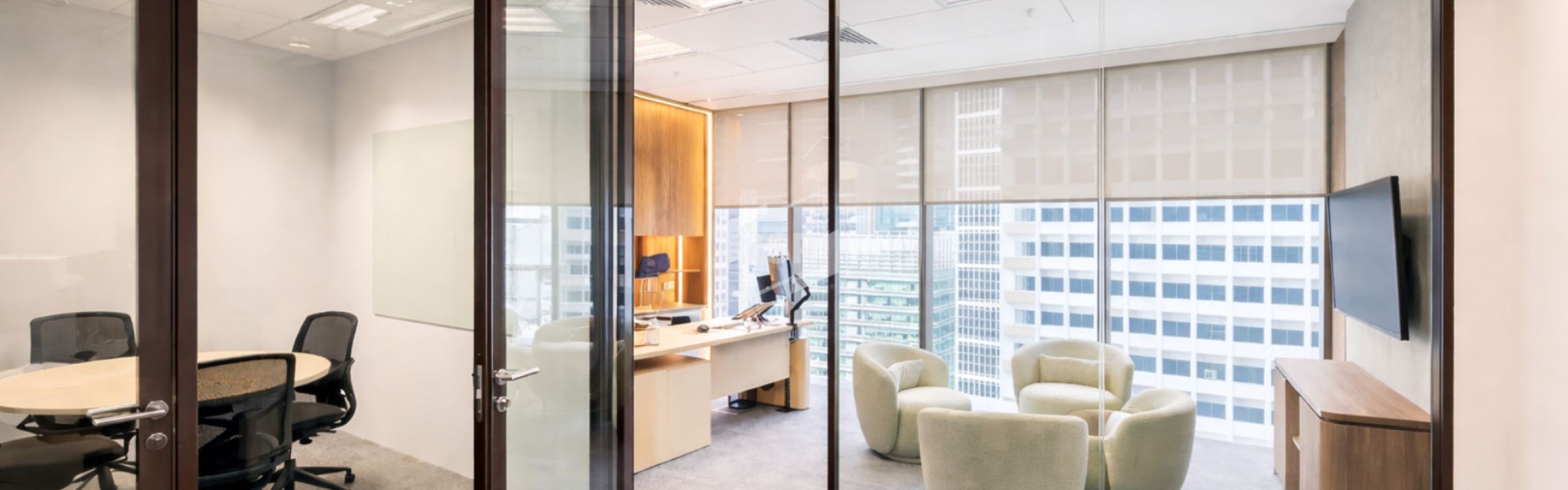 Terra Brown Glass Partitions for an Investment Firm