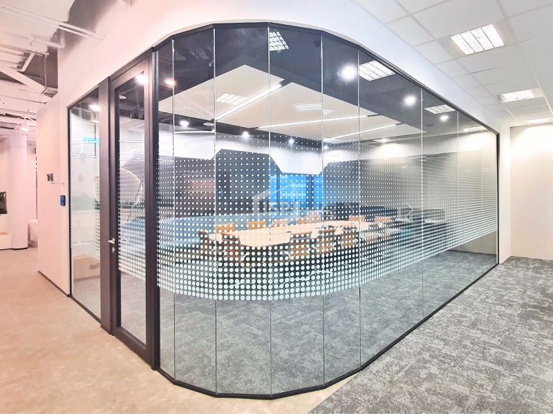Conference Room with Segmented Glass Design