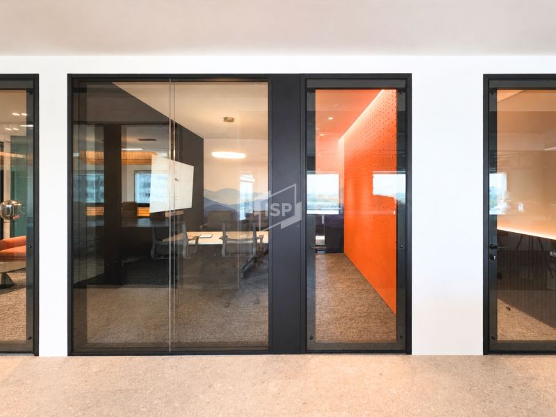 Glazed Office Partition with Integrated Screen Panel