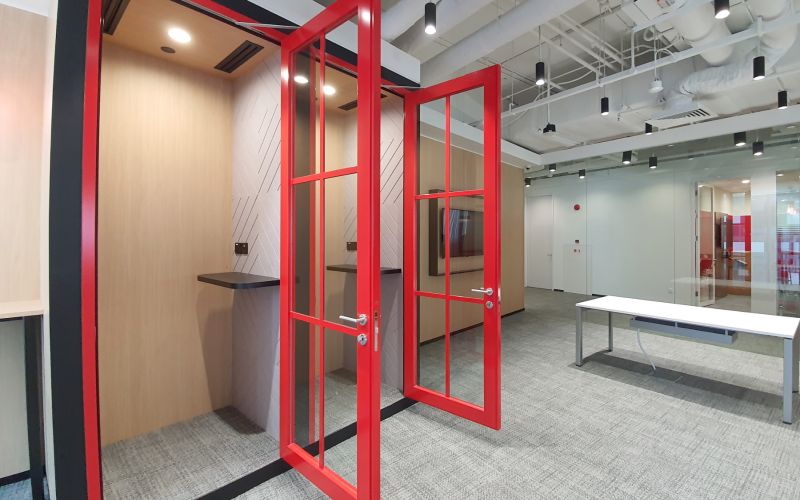 Create Office Phone Booths with Acoustic Glass Doors