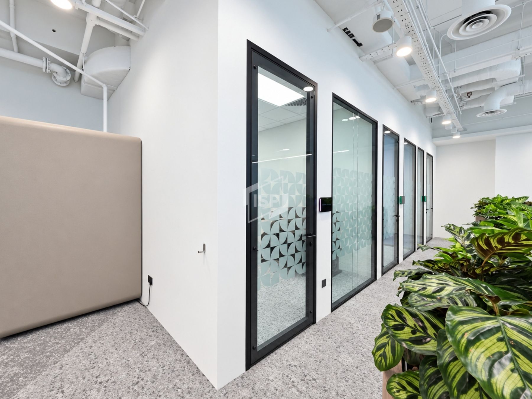 Glass Office Partition with Decorative Decals