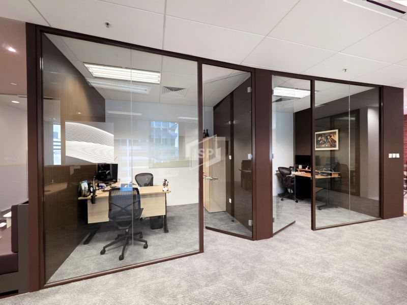 Meeting Room with Brown Acoustic Glass Panel