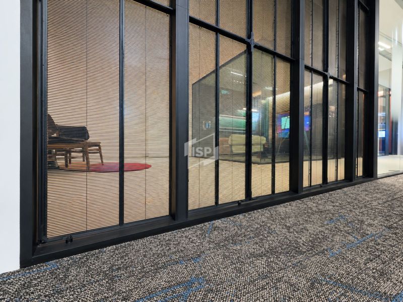 Close-Up of Double Glazed Partition with Integrated Blinds