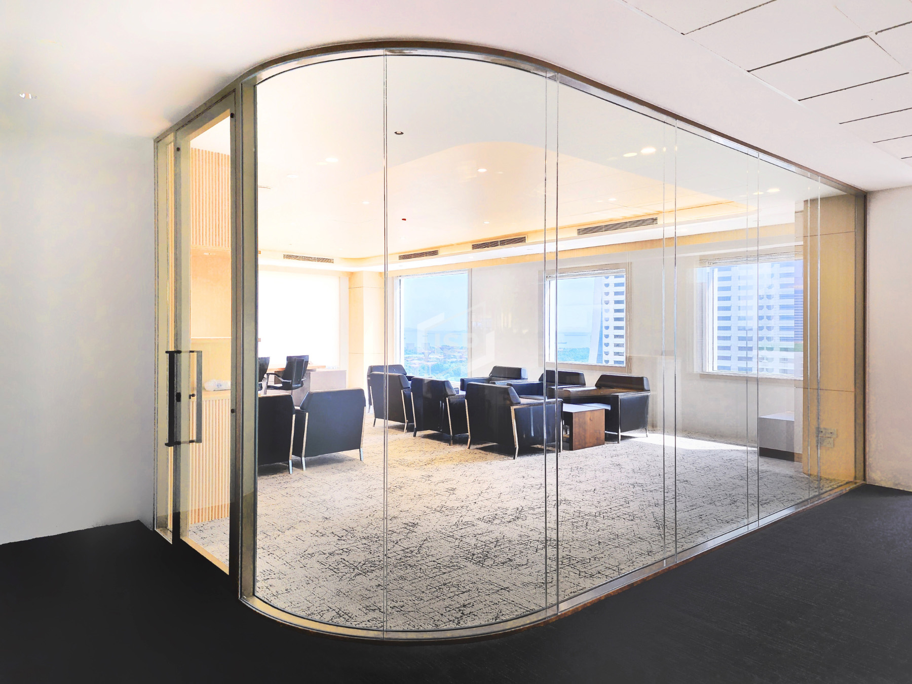 COMO Double Glazed Glass Office Panel with Curve Glass Design