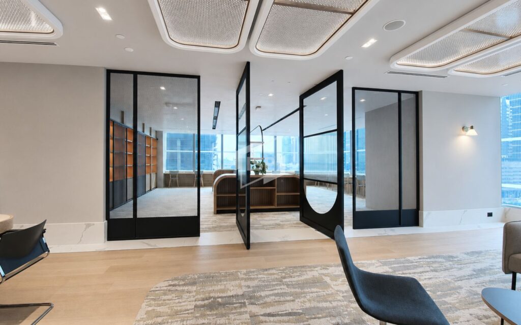 Framed Glass Doors in a Client Lounge