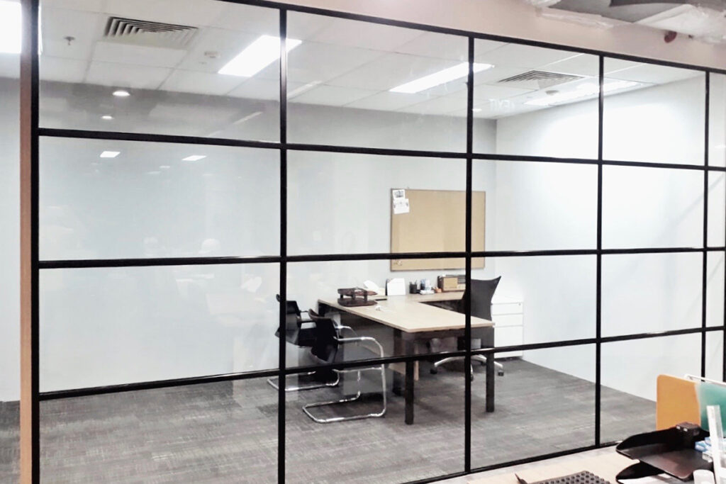 Glass Partition with Transom Design