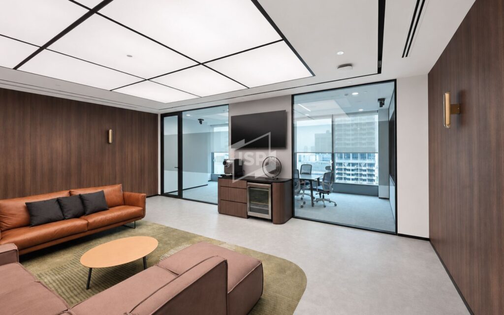 Glass-Partitioned Office Client Lounge