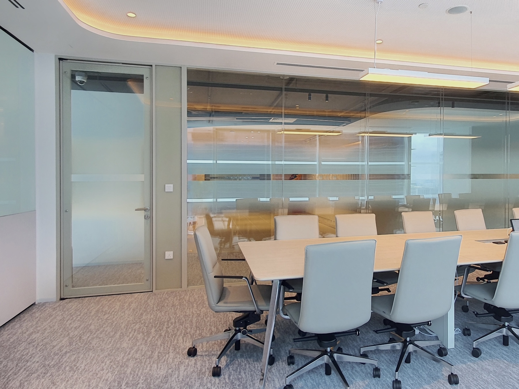 Modern Beige Framed Glass Panels With Acoustic Features