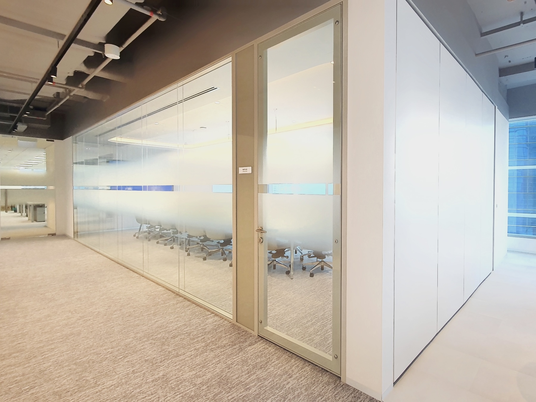 Modern Beige Framed Glass Panels With Acoustic Features