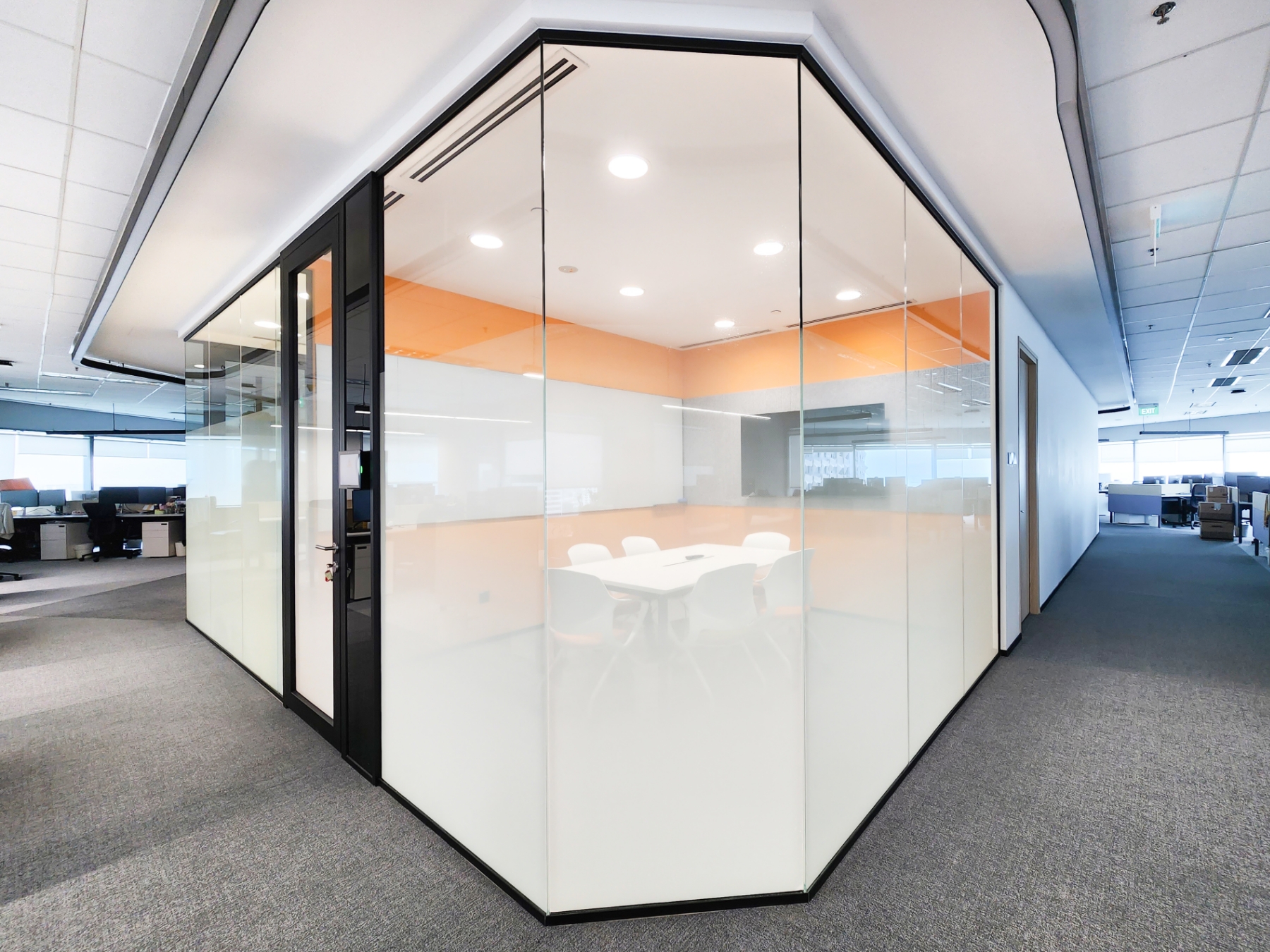 Office Meeting Room with Segmented Glass Design