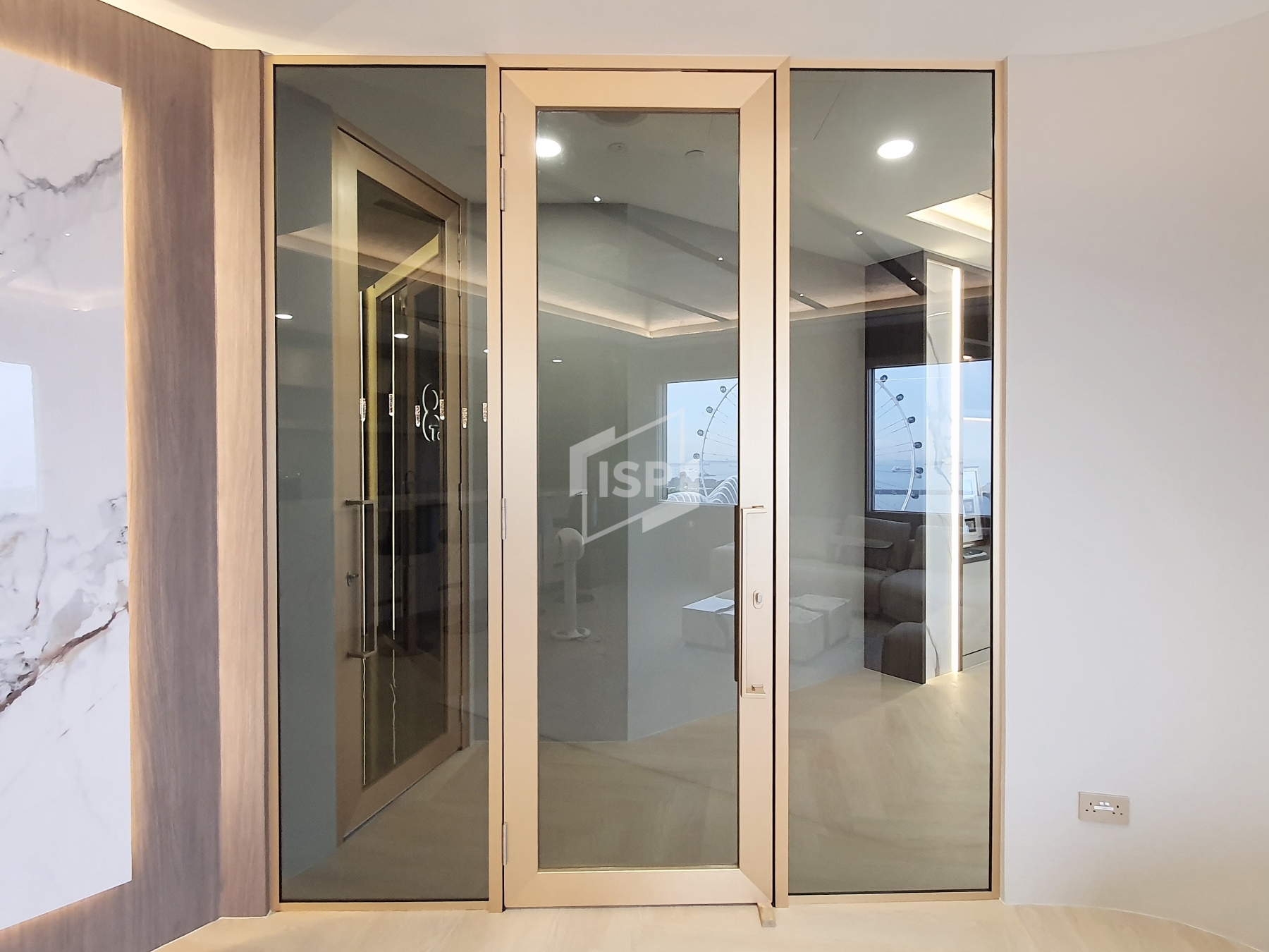 Office Partition Door with Gold Partition Frame