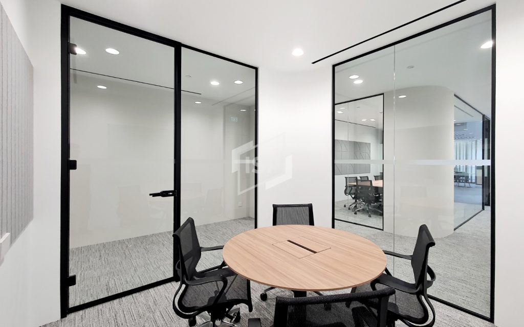 Acoustic Glass Partition for Workspaces Single Glazed Glass Partition