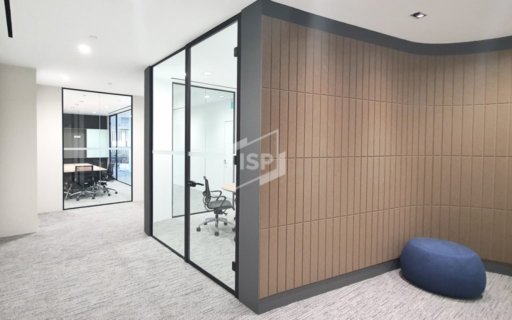 Acoustic Glass Partition for Workspaces Single Glazed Glass Partition