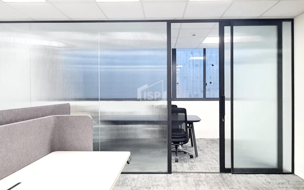 Reeded and Fluted Glass in Office Sliding Door